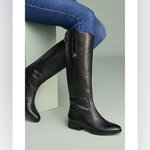 Sam Edelman Shoes - Sam Edelman Penny Black Leather Western Riding Boot 7.5M Knee High Full Zip